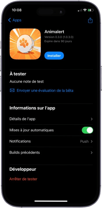 Disponible sur l'apple store